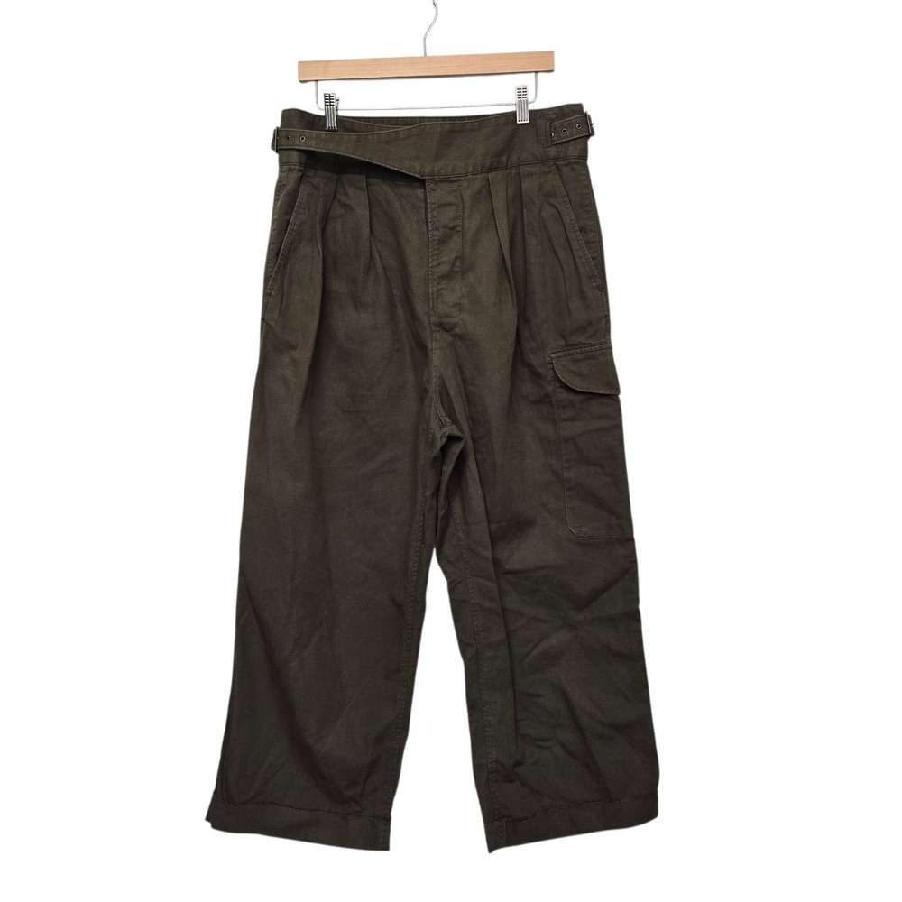 Banana Republic Womens Size 12 Olive Brown Wide Leg Utility Cargo Pants DIY Crop